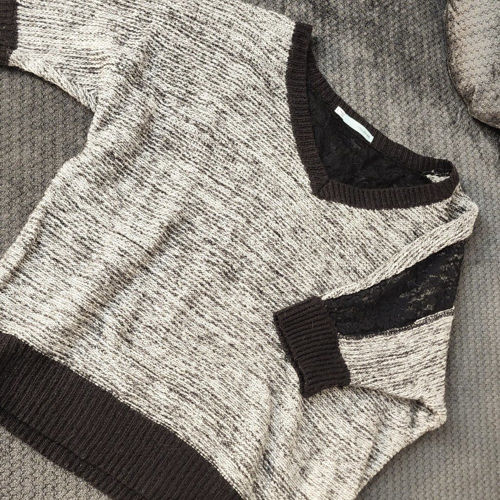 Brown & Black Knit Sweater with Lace Insert *All Reasonable Offers Accepted